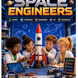 Paquete de actividades de ingeniería espacial STEAM / Hojas de trabajo imprimibles para niños / Aprendizaje de ciencia, tecnología, ingeniería, arte y matemáticas
