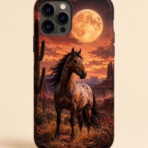 Funda para teléfono Wild Stallion Under Full Moon / Funda magnética resistente a los impactos
