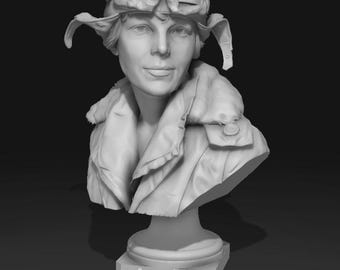 Amelia Earhart 3D printed bust figurine statue