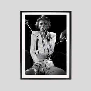 David Bowie Live Performance Poster, Schwarz-Weiß-Konzertdruck, Vintage Rockstar Wandkunst, Musiklegendendekor