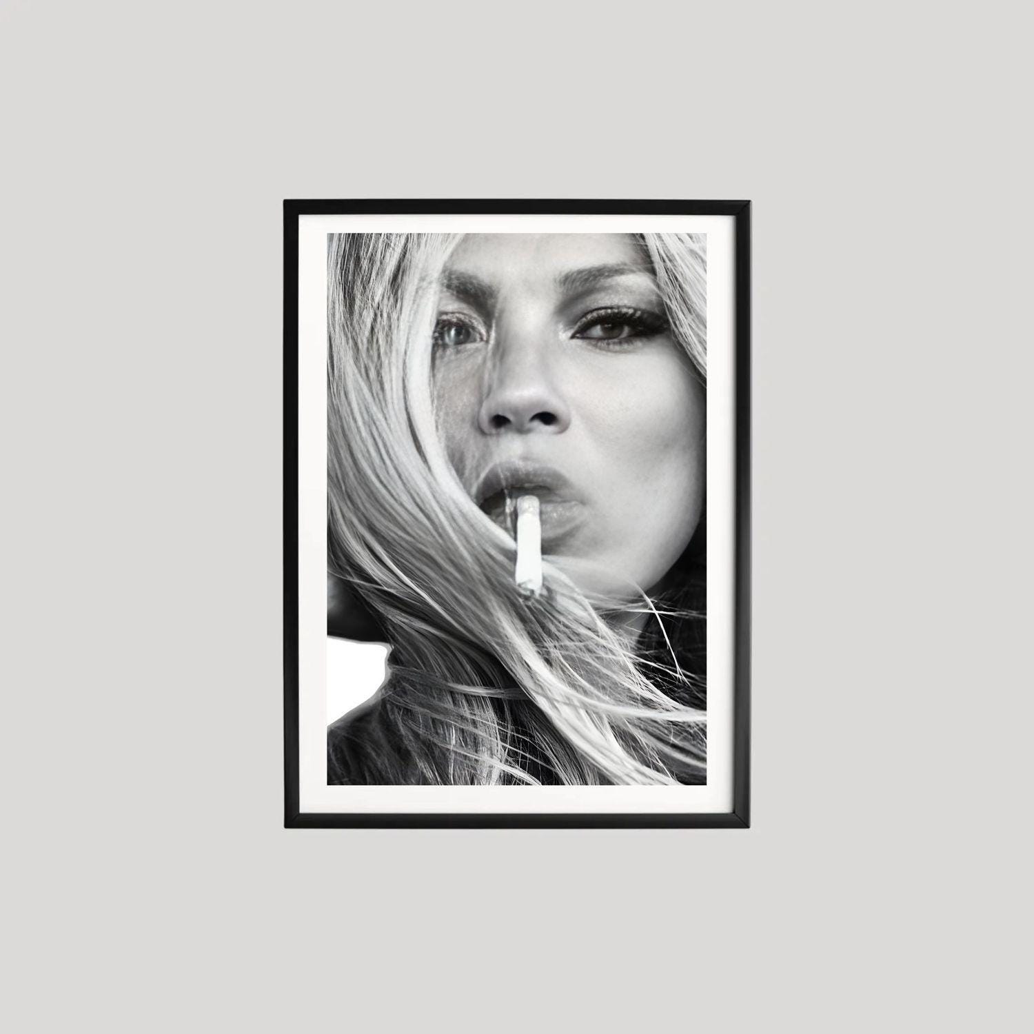 Kate Moss Poster, Black and White Portrait Print, Supermodel