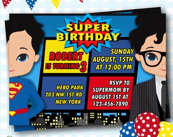superman invitation etsy