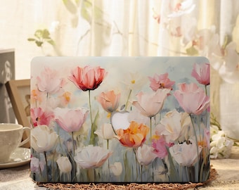 Colored Tulips Custom MacBook Case,Macbook Neo Case,Macbook Pro 16 15 14 13 Air 13 11 Retina 15 Case,Frosted Hard Shell Laptop Cover