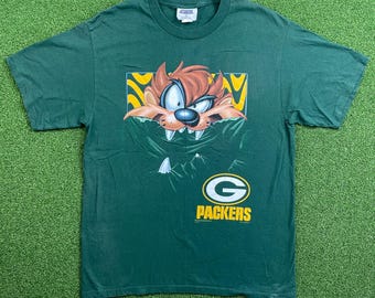 Vintage 1998 Tazmanian Devil NFL Football Greenbay Packers Graphic T Shirt Sz L