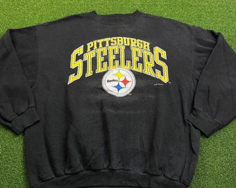 Vintage 90s Logo 7 Heavyweight Black Pittsburgh Steelers Crewneck Sweatshirt XL