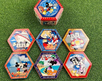 Disney Mickey's Great Adventures Around the World 6 Coasters Decorative Tin Set