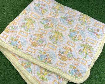 Vintage Yellow Country Sunshine Seasons Baby Quilted Blanket