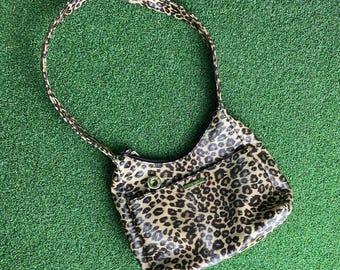 Nine West Leopard Print Mini Shoulder Bag – Y2K 90s Animal Hobo Bag