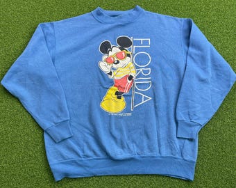 Vintage Mickey Mouse Florida Sweatshirt Velva Sheen USA Made Disney Mens M