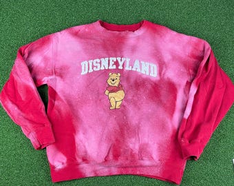 Vintage Disneyland Winnie the Pooh Embroidered Bleached Red Sweatshirt Sz S