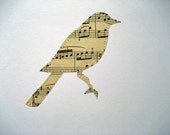 A SONG BIRD - hand made from Vintage Sheet music