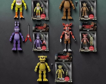 FNAF Action Figures Set, Freddy Bonnie Foxy Chica Collectible Toys, 14cm Movable Horror Game Figures, Gamer Gift for Kids