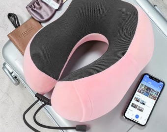 Memory Foam Travel Neck Pillow, U-Shaped Airplane Pillow, Ergonomic Neck Support Cushion, Car Flight Camping Travel Accessory