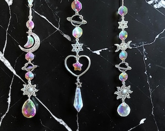 Crystal Sun Catcher Rainbow Maker, Hanging Prism Wind Chime, Celestial Window Decor, Dream Catcher Ornament, Boho Home Gift