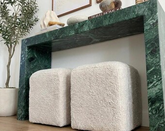 Consola de mármol verde de lujo | Mesa de entrada moderna | Decoración de recibidor de piedra hecha a mano | Muebles de mármol natural a medida