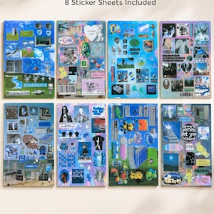 Set de pegatinas Y2K Dreamcore / 8 láminas de collage cibernético, estilo retro de internet.