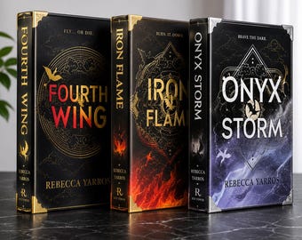 Boekenset met harde kaft uit de Fourth Wing-serie. Het Empyreaan. IJzeren vlam. Onyx Storm-rebinding