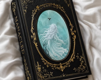When the Moon Hatched Custom opnieuw inbinden | Hardcover, zwartblauwe stof, handgeschilderde drakenranden