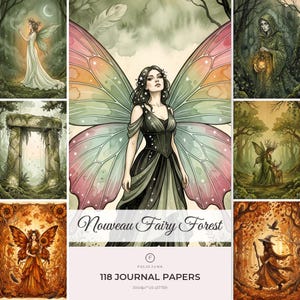 Nouveau Fairy Forest Pages Vintage Forest Junk Journal Pages Enchanted Printable Ephemera Fantasy Scrapbooking Magical Moonlit Garden Woods