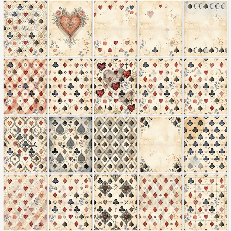 Vintage Playing Cards Ephemera, Retro Card Printables, Junk Journal ...
