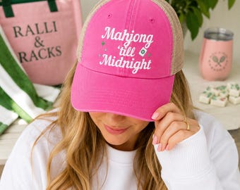 Casquette trucker rose mahjong | Casquette brodée Mahjong 'Til Midnight
