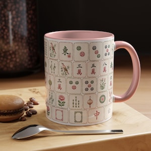 Tasse de tuile de mahjong | tasse florale de mahjong | Jolie tasse à café pour les amateurs de mahjong image 2