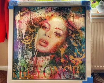 Mixed media art iconic Beyoncé original 870x870mm