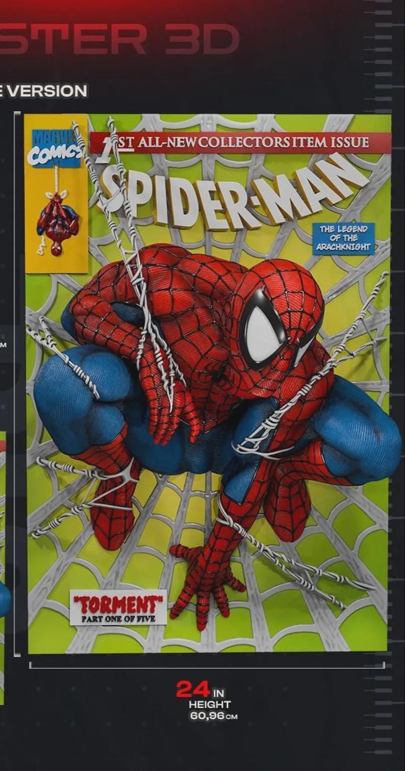 File STL per la stampa 3D di opere d'arte da parete di Spiderman immagine 4