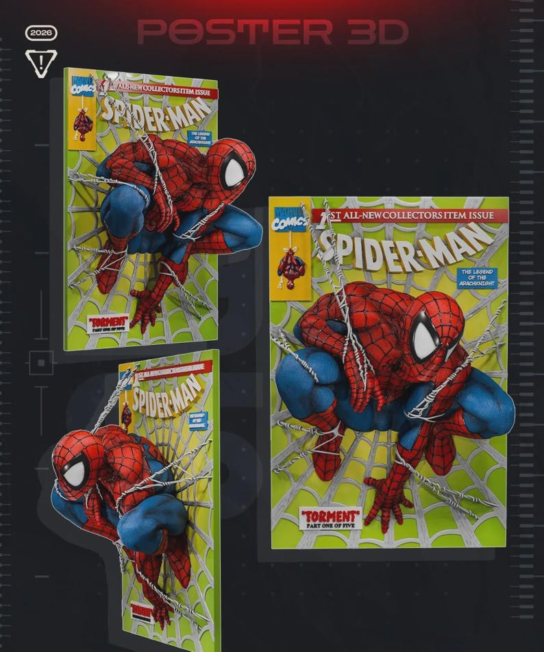 File STL per la stampa 3D di opere d'arte da parete di Spiderman immagine 5
