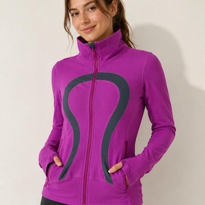 Lululemon Define Jacket Roze Magenta Grijs Volledige Ritssluiting Duimgaten Maat 4