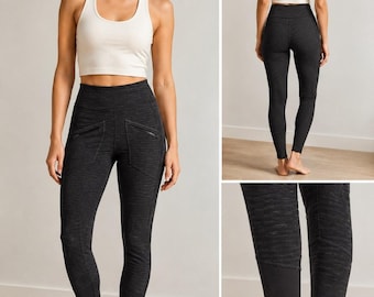 Lululemon Athletica Legging gris anthracite chiné avec logo réfléchissant