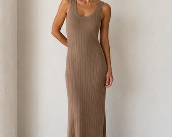 Baltic Born Ribbed Tank Maxi Dress in Taupe Brown NWOT never worn!
