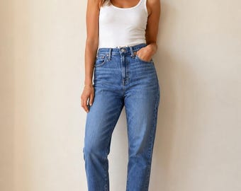 Madewell ハイライズ スリム クロップ ボーイジーンズ 切りっぱなし裾 ライトウォッシュ ジーンズ 30