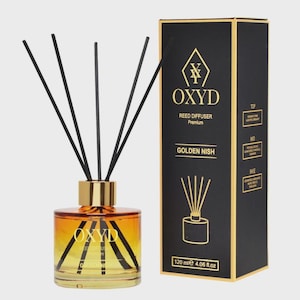 Luxury Reed Diffuser Golden Nish 120 ml | Home Fragrance | Long Lasting Room Scent | Gift for Home