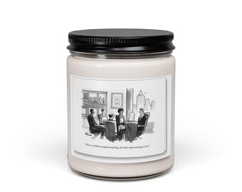 Office Meeting Cartoon Candle | Scented Soy Candle 9oz