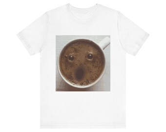 Surprised Coffee Face T-Shirt | Coffee Mug Art Tee