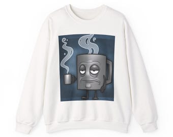 Sleepy Coffee Mug character Sweatshirt | Tired Coffee Cup illustration