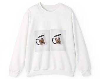 Coffee Mug Photo Print Sweatshirt | Double Polaroid Image Crewneck