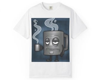 Sleepy Coffee Mug Character T-shirt | Coffee Drip, Steam Art