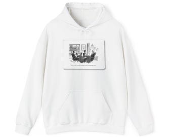 Office Meeting Cartoon Sweatshirt | Vintage Black & White Illustration