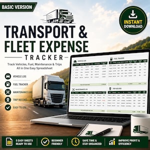 Planilha Excel para Controle de Despesas de Transporte e Frota | Registro de Veículos, Combustível, Manutenção e Viagens - Download Imediato