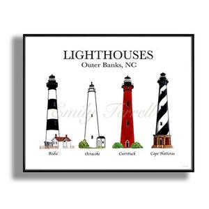 Outer Banks Lighthouse Print: North Carolina Lighthouses, Black and White