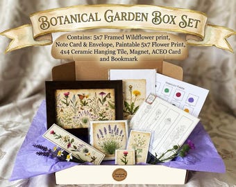 Paintable Watercolor Gift Box: Wildflower Products, Botanical Framed Print, Bookmark, Magnet, Ceramic Tiles