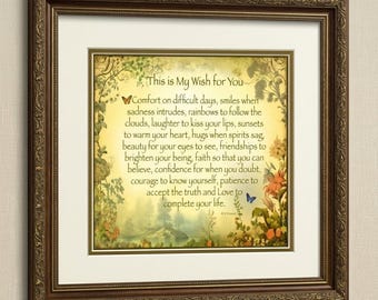 Emerson Poem Print: My Wish For You, Floral Art