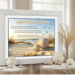Sand Dollar Poem Print: Beach Wall Art, Legend of the Dollar, Ceramic Tile