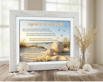 Sand Dollar Poem Print: Beach Wall Art, Legend of the Dollar, Ceramic Tile