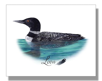 Loon Illustration Print: Waterfowl, Duck Paintings, Lake Art