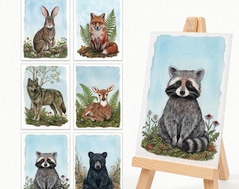 ACEO Woodland Animal Prints: Mini Art Print Trading Cards