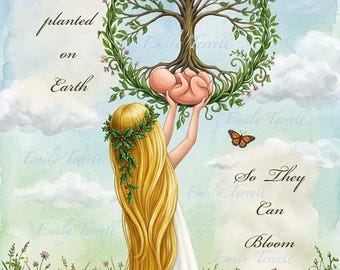 Planted on Earth to Bloom in Heaven – Infant Loss, Memorial Painting, Miscarriage, Sympathy Gift, Child Loss, Art Print, Bereavement Gift