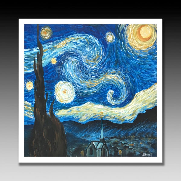 Van Gogh Starry Night Ceramic Tile, Hanging Tile, Print Tile, Art Tile, Starry Night Coaster, Starry Night Print, Coasters, Tiles